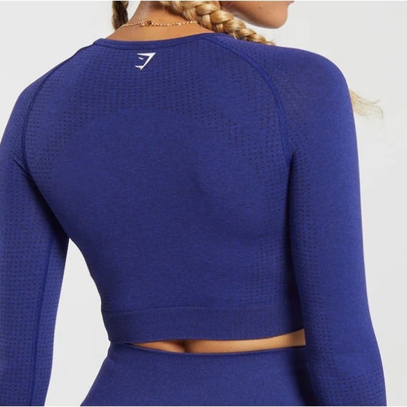 Long sleeve royal blue crop top - Picture 2 of 4